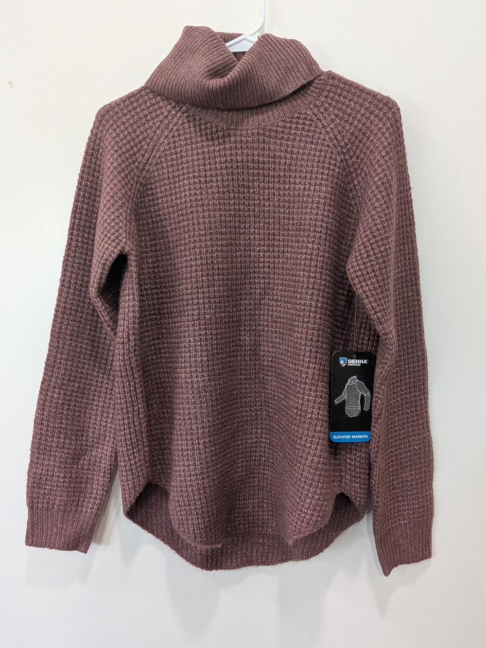 NWT Kuhl Dusty Red Waffle Knit Sienna  Cowl Turtleneck Sweater Pullover Size S